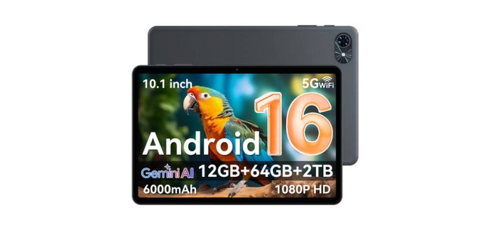 JoyBuy: TABWEE T80 Tablette Android 16 - 10,5 pouces, 12 Go RAM, 64 Go, 6000 mAh à 75,99€