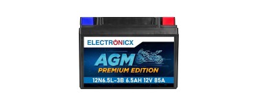 Amazon: Batterie moto AGM Electronicx 12N6.5 L-3B - 12V 6,5Ah 85A à 23,9€