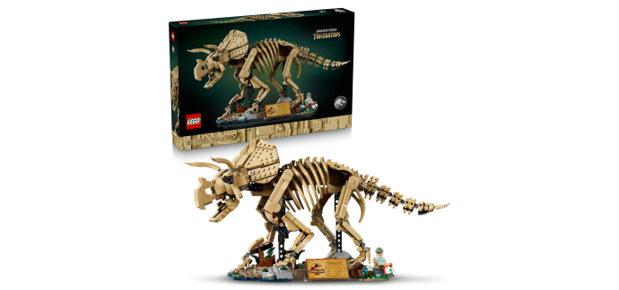 Amazon: LEGO® Jurassic World Les Fossiles de Dinosaure Le Tricératops (77985) à 71,99€