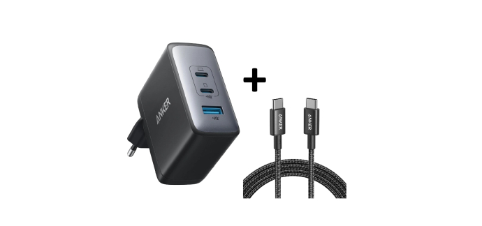 Amazon: Chargeur secteur Anker 736 (Nano II) - 100 W, 3 ports, GaN II + câble USB-C 100 W offert à 29,99€