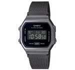 Amazon: Montre Casio A168WEMB-1BEF - Quartz, 37mm, cadran noir digital, bracelet acier noir à 48,93€