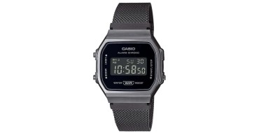 Amazon: Montre Casio A168WEMB-1BEF - Quartz, 37mm, cadran noir digital, bracelet acier noir à 48,93€