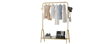 JoyBuy: Portant à vêtements Leli sur pied - poteau unique, finition or, 100 cm à 19,99€ (au lieu de 40,19€)