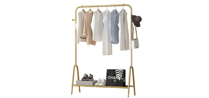 JoyBuy: Portant à vêtements Leli sur pied - poteau unique, finition or, 100 cm à 19,99€ (au lieu de 40,19€)
