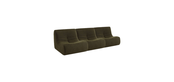 Sweeek: 3 fauteuils chauffeuses bouclette texturée kaki à 509,99€ (au lieu de 849,99€)