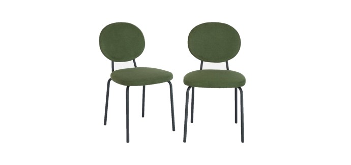 Sweeek: Lot de 2 chaises vintage métal et tissu kaki à 29,99€ (au lieu de 59,99€)