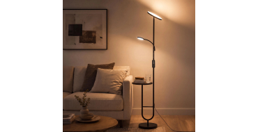 Amazon: Lampadaire LED avec table LuminexDesigns - 36W + 7W dimmable, tête orientable, 2700K-6500K à 39,42€