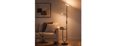 Amazon: Lampadaire LED avec table LuminexDesigns - 36W + 7W dimmable, tête orientable, 2700K-6500K à 39,42€
