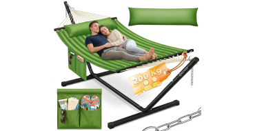 Amazon: Hamac double avec support 200 kg Kesser - Vert ou bleu à 87,80€ (au lieu de 117€)