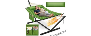Amazon: Hamac double avec support 200 kg Kesser - Vert ou bleu à 87,80€ (au lieu de 117€)