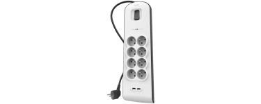 Boulanger: Multiprise Belkin - 8 Prises Parafoudres, 2 USB, 900 Joules à 27,99€ (au lieu de 44,99€)