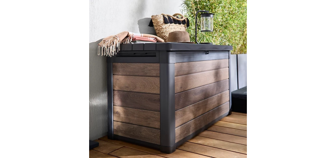 Castorama: Coffre de jardin Keter Walnut Signature - Résine effet bois noyer 380 L, 122,9 x 70,9 x 62,1 cm à 11