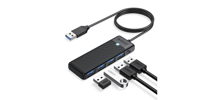 Amazon: Hub USB 3.0 Orico - 4 ports USB, câble 100cm à 5,99€