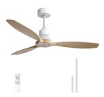 JoyBuy: Sofucor 52K076 Ventilateur de plafond 52 pouces - tige blanche, pales en bois à 99,99€