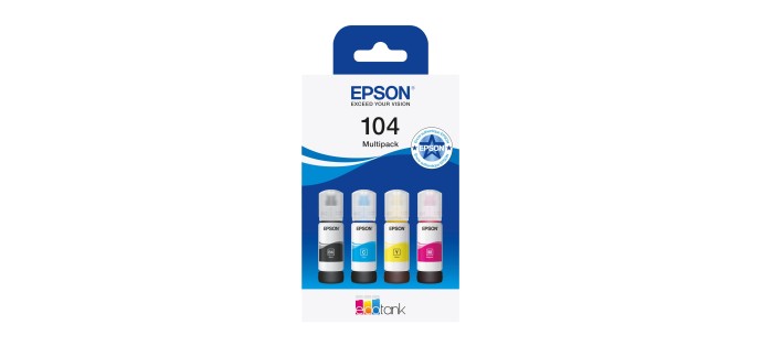 Amazon: Cartouche d'encre Epson EcoTank 104 à 29,99€ (au lieu de 35,82€)