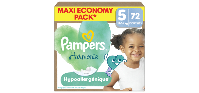 JoyBuy: Pampers Harmonie Couches Édition Limitée Taille 5 - 72 couches, 11-16kg à 28,39€ (au lieu de 38€)