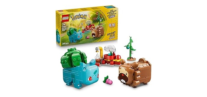 Amazon: LEGO® Pokémon Smart Play  Bulbizarre et Keunotor, Délice de Baies (72155) à 18,99€