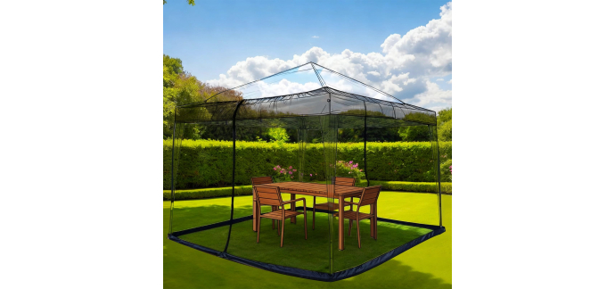 Amazon: Moustiquaire noire pour barnum, pergola - Taille 3x3 m à 9,99€ (au lieu de 32,79€)