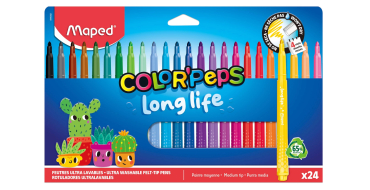 Amazon: 24 Feutres Maped Color Pep's Long Life à 2,99€ (au lieu de 5,99€)