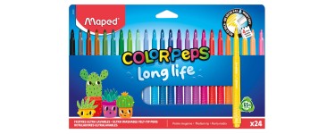 Amazon: 24 Feutres Maped Color Pep's Long Life à 2,99€ (au lieu de 5,99€)