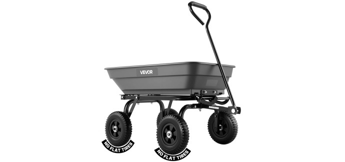 Amazon: Chariot de jardin VEVOR basculant - 181 kg, benne PP, 4 roues pivotantes à 65,60€