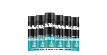 Amazon: Lot de 6 Gels à Raser Gillette Classique Peaux Sensibles - 6 x 200 ml à 8,59€ (au lieu de 12€)