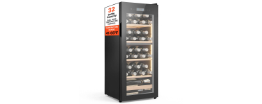 Amazon: Cave à vin VEVOR 32 bouteilles - Température réglable 5-18°C à 257,90€ (au lieu de 439,89€)