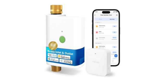 Amazon: Programmateur Arrosage WiFi Meross MST100 - Report Pluie, APP, HomeKit/Alexa/Google + Hub à 54,99€