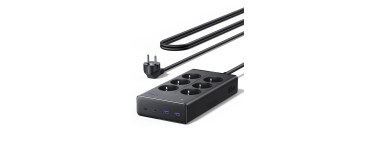 Amazon: Multiprise UGREEN 10-en-1 PD 65W - 6 prises, USB-C, 3680W à 29,99€ (au lieu de 49,99€)