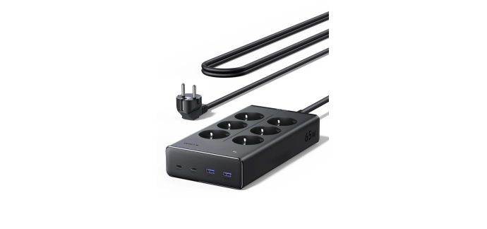 Amazon: Multiprise UGREEN 10-en-1 PD 65W - 6 prises, USB-C, 3680W à 29,99€ (au lieu de 49,99€)