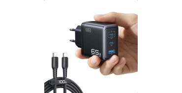 Amazon: Chargeur USB C Iniu - 65W 3-Port, USB-C + USB-A, avec Câble USB-C à 19,84€ (au lieu de 24,45€)
