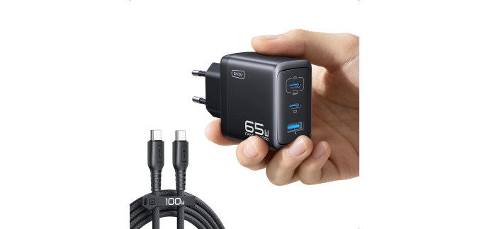Amazon: Chargeur USB C Iniu - 65W 3-Port, USB-C + USB-A, avec Câble USB-C à 19,84€ (au lieu de 24,45€)