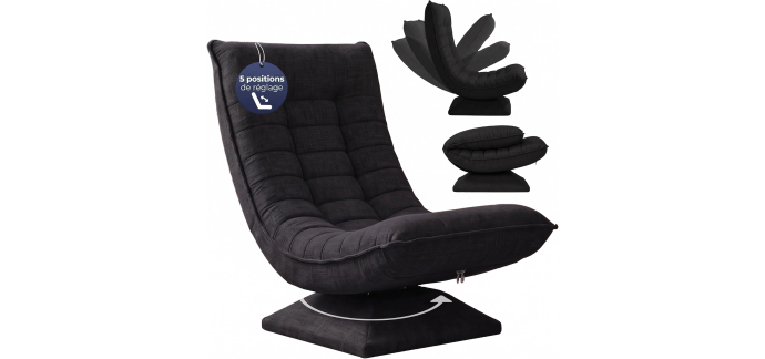 Amazon: Fauteuil Tout Confort Casaria Pivotant 360° - Noir à 89,99€ (au lieu de 109,99€)