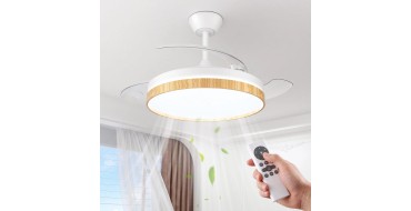 Amazon: Plafonnier ventilateur Niorsun - LED, application et télécommande, bois à 39,99€ (au lieu de 66,99€)