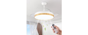 Amazon: Plafonnier ventilateur Niorsun - LED, application et télécommande, bois à 39,99€ (au lieu de 66,99€)