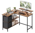 Amazon: Bureau d'angle en L Vasagle LWD097B01 - 2 tiroirs, étagère réglable, 115x105x90 cm à 51,99€