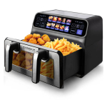 JoyBuy: Sinaopus friteuse sans huile 9 L double cuve 2200 W - 2 paniers 4,5 L, écran tactile LED, 10 program