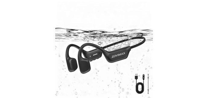 Amazon: Casque conduction osseuse natation Zovimax - IPX8, MP3 8 Go, Bluetooth 6.0 à 42,99€