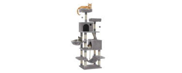 JoyBuy: JOYFURNOS Arbre à chat 168 cm - 13 poteaux, 2 perchoirs, 2 niches, hamac à 42,99€