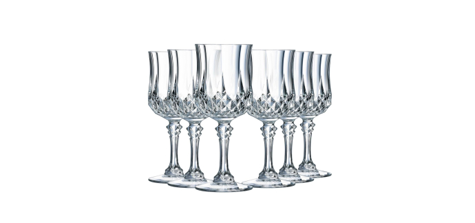 Amazon: Cristal d'Arques Paris Verre à Vin Longchamp - 17 cl, Lot de 6 à 21,40€ (au lieu de 35,58€)