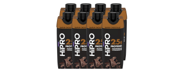 Amazon: Lot de 8 Boissons protéinée goût chocolat Hipro - 8 x 330ml à 10,03€ (au lieu de 21,18€) (via prévoy