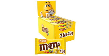 Amazon: M&M'S Peanut - Boîte de 36 sachets de 45g à 12,46€ (au lieu de 26,97€)