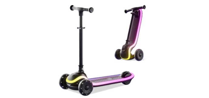 JoyBuy: Trottinette enfant Neuleb YFQ 3-10 ans - 3 roues lumineuses, pliable, hauteur réglable à 25,95€