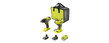 Castorama: Pack Perceuse-visseuse à percussion Ryobi RPD18-0 & compresseur R18PI-0 - 2 batteries, chargeur, sac