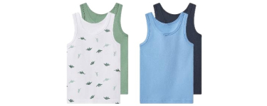 LIDL: LUPILU Lot de 2 maillots de corps petit garçon - pur coton à 3,49€ (au lieu de 6,99€)