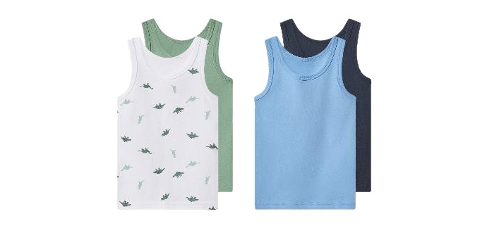 LIDL: LUPILU Lot de 2 maillots de corps petit garçon - pur coton à 3,49€ (au lieu de 6,99€)