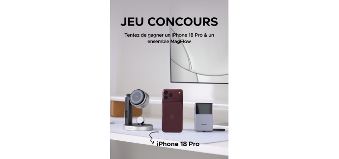 Ugreen: 1 iPhone 18 Pro + 1 batterie externe UGREEN MagFlow Pro 10 000 mAh 25 W + 1 station de charge