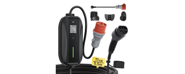 Amazon: Chargeur Voiture Electrique Dé - 11kW Type 2 Prise CEE, IP66, Compatible EV/PHEV à 166,20€