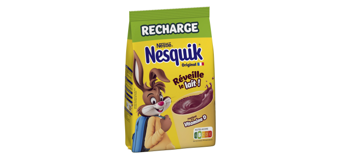 Amazon: Chocolat en Poudre Nesquik - Éco-Recharge, Poche Papier - 430g à 2,07€ (au lieu de 3,10€) (via prévo