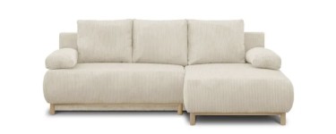 Cdiscount: Canapé d'angle droit convertible MIKA 3 places - Velours côtelé beige - Coffre de rangement à 679,99